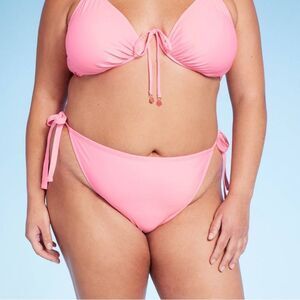 NWT Wild Fable 3X (24-26) Pink Side-Tie Low-Rise Cheeky High Leg Bikini Bottom